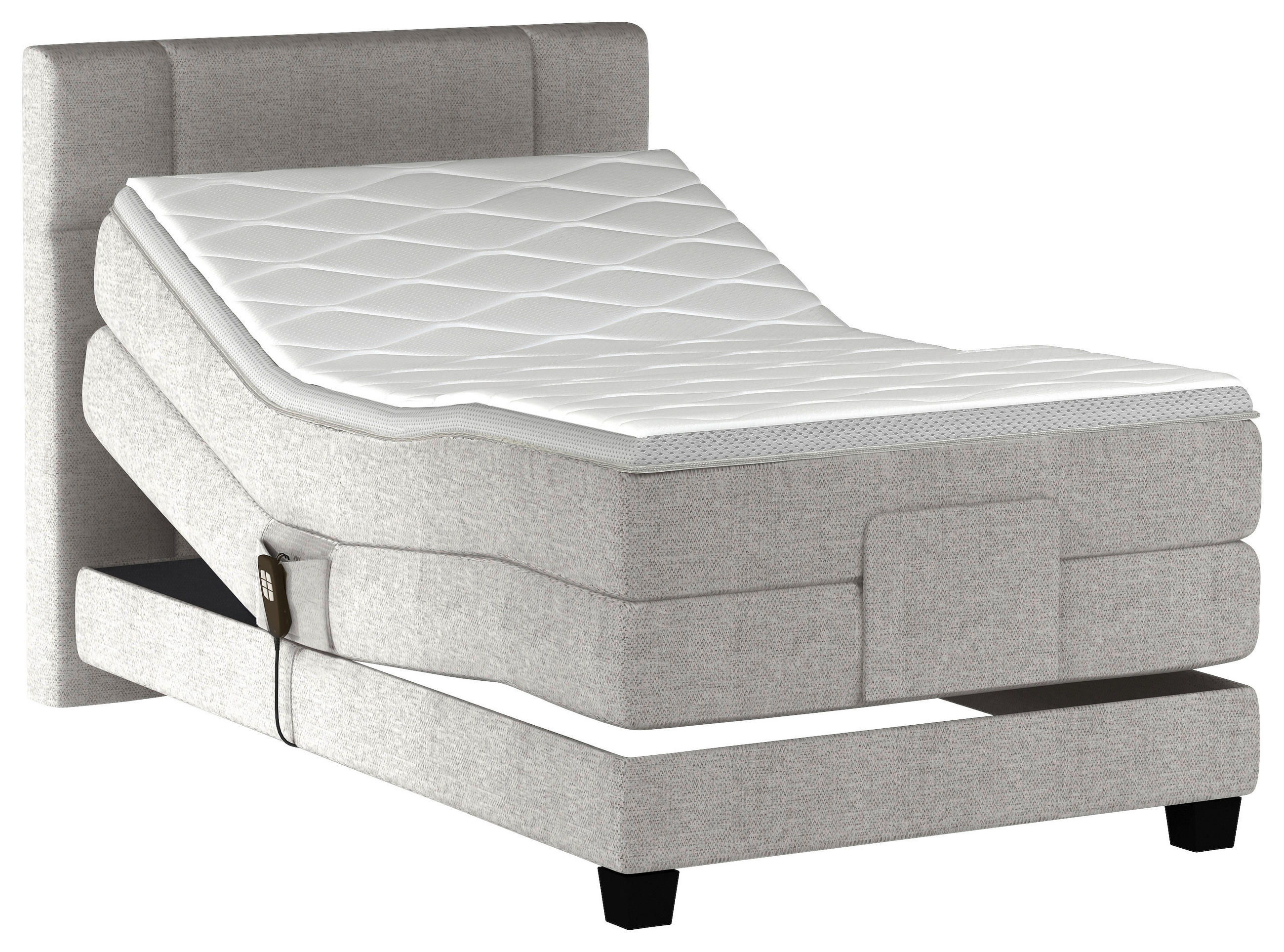 BOXSPRINGBETT 90/200 cm  in Hellgrau  - Hellgrau/Schwarz, KONVENTIONELL, Holz/Kunststoff (90/200cm) - Esposa