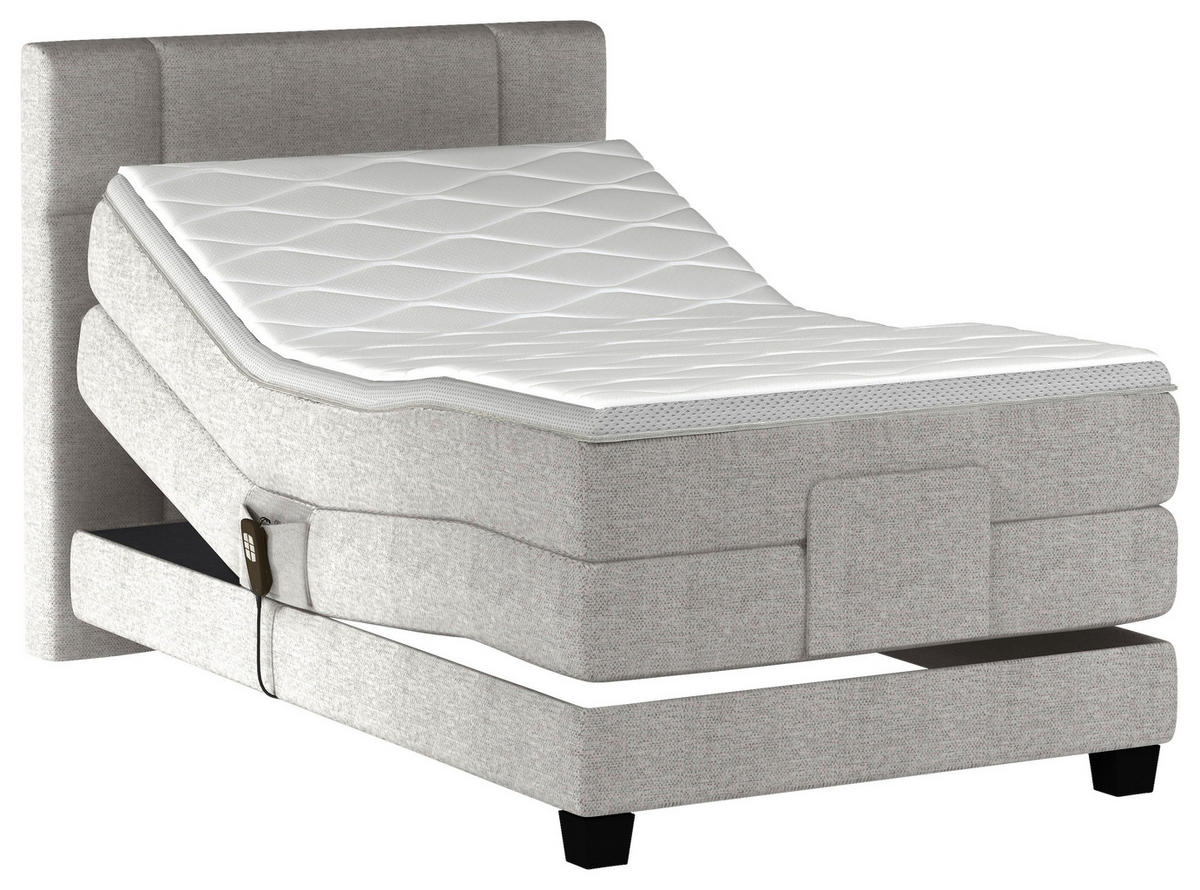 BOXSPRINGBETT 90/200 cm  in Hellgrau  - Hellgrau/Schwarz, KONVENTIONELL, Holz/Kunststoff (90/200cm) - Esposa