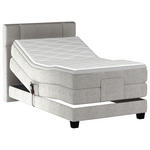 BOXSPRINGBETT 90/200 cm,  in Hellgrau, Matratze, Topper, motorische Verstellbarkeit, Fernbedienung, H2 = mittel  - Hellgrau/Schwarz, KONVENTIONELL, Holz/Kunststoff (90/200cm) - Esposa