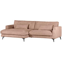 ECKSOFA in Cord Altrosa  - Schwarz/Altrosa, Lifestyle, Textil/Metall (140/270cm) - Livetastic