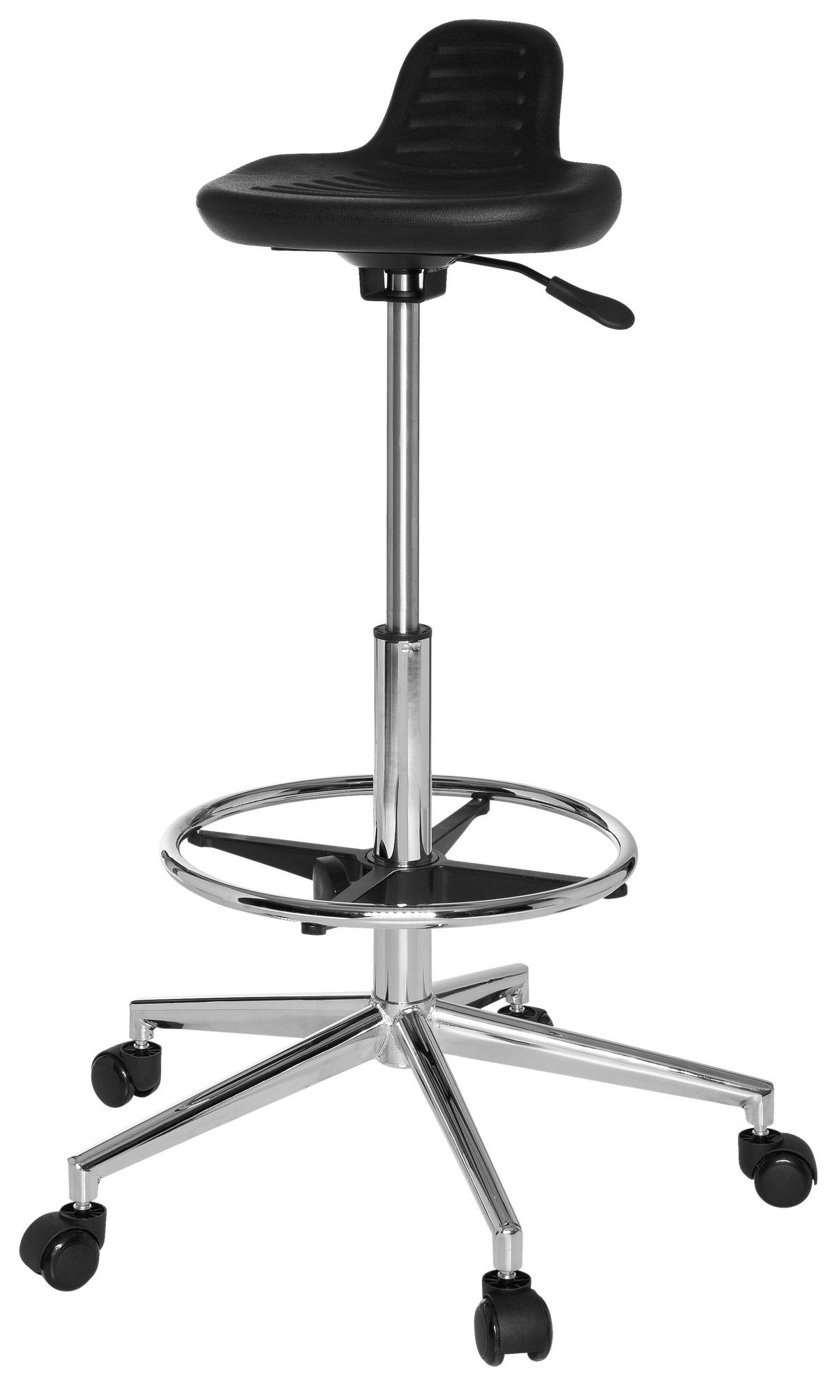 BÜROHOCKER 32/74/35 cm  - Chromfarben/Schwarz, MODERN, Kunststoff/Metall (32/74/35cm) - MID.YOU
