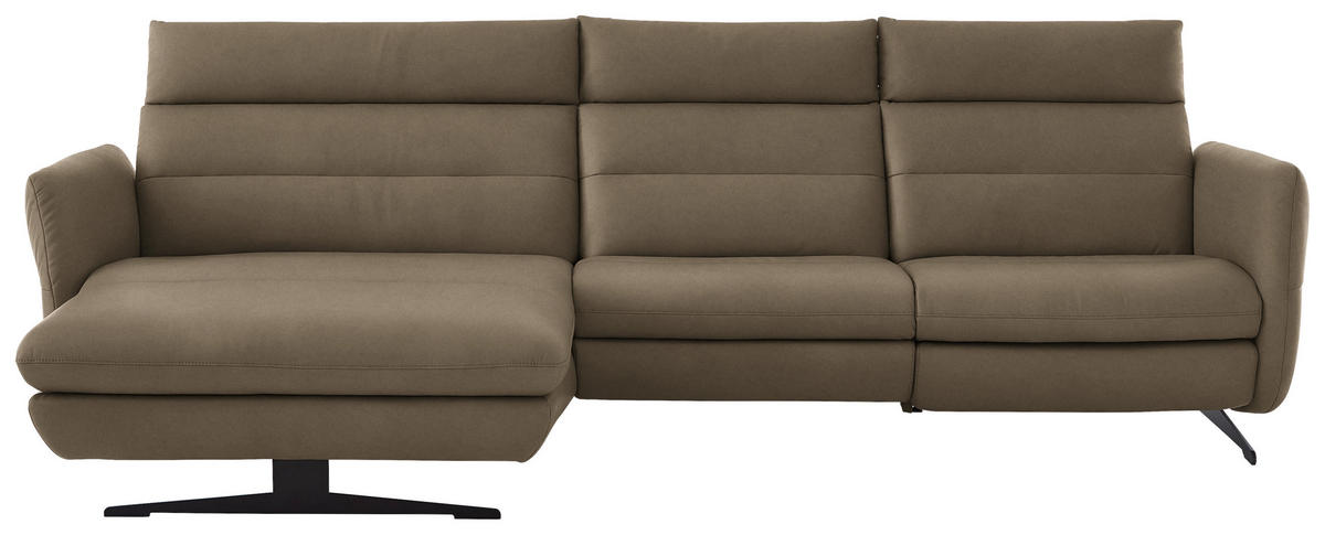 ECKSOFA in Echtleder Hellbraun  - Hellbraun/Schwarz, Design, Leder/Metall (169/298cm) - Dieter Knoll