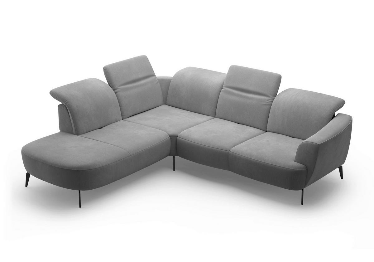 ECKSOFA in Flachgewebe Grau  267/300 cm  - Schwarz/Grau, KONVENTIONELL, Textil/Metall (267/300cm) - Sit & More