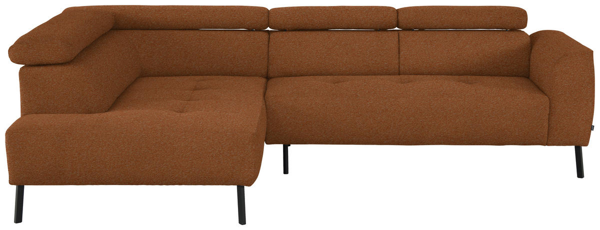 ECKSOFA in Struktur Rostfarben  205/280 cm  - Rostfarben/Schwarz, Design, Textil/Metall (205/280cm) - Xora