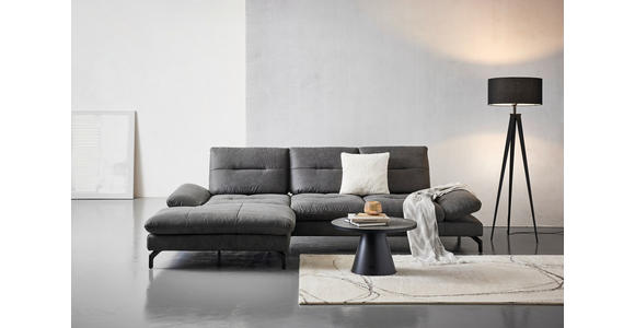 ECKSOFA Dunkelgrau Mikrofaser - Dunkelgrau/Schwarz, KONVENTIONELL, Textil/Metall (176/284cm) - Carryhome