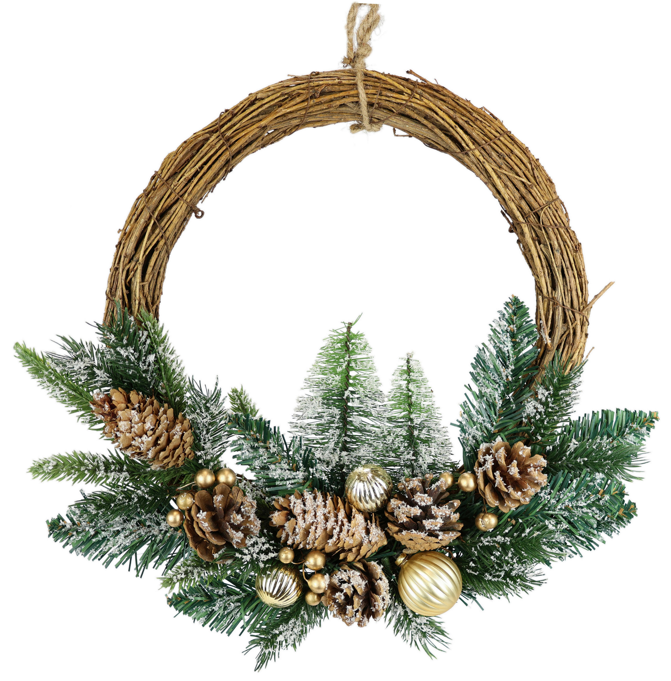 ADVENTSKRANZ  - Grün, Basics, Holz (38/35/7cm) - X-Mas