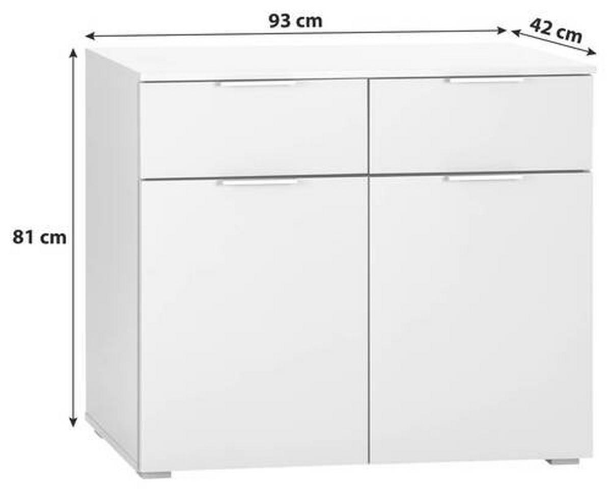 KOMÓD 93/81/42 cm  - alumínium színű/fehér, Modern, faalapú anyag (93/81/42cm) - Rauch Möbel