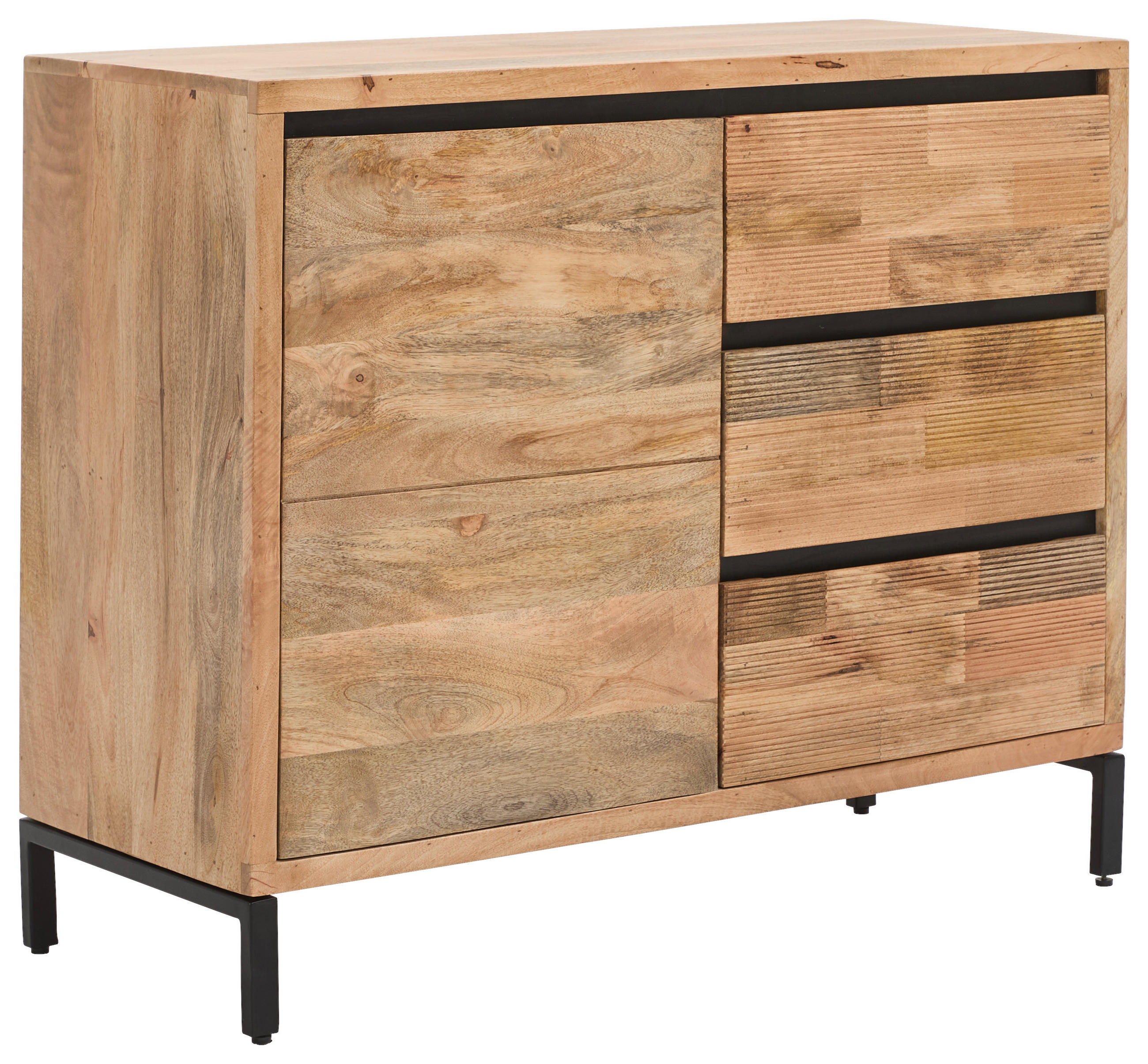 KOMMODE Ankara  in 107/86/42 cm  - Schwarz/Naturfarben, KONVENTIONELL, Holz/Metall (107/86/42cm) - Livetastic