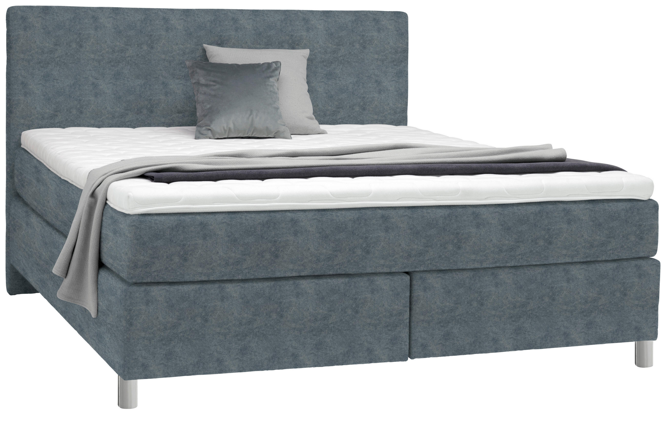 BOXSPRINGBETT 180/200 cm  in Dunkelgrau  - Chromfarben/Dunkelgrau, KONVENTIONELL, Kunststoff/Textil (180/200cm) - Voleo