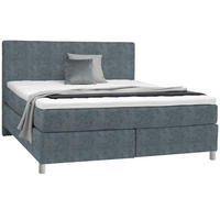BOXSPRINGBETT 180/200 cm  in Dunkelgrau  - Chromfarben/Dunkelgrau, Konventionell, Kunststoff/Textil (180/200cm) - Voleo