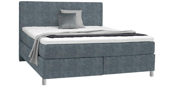 BOXSPRINGBETT 180/200 cm  in Dunkelgrau  - Chromfarben/Dunkelgrau, KONVENTIONELL, Kunststoff/Textil (180/200cm) - Voleo