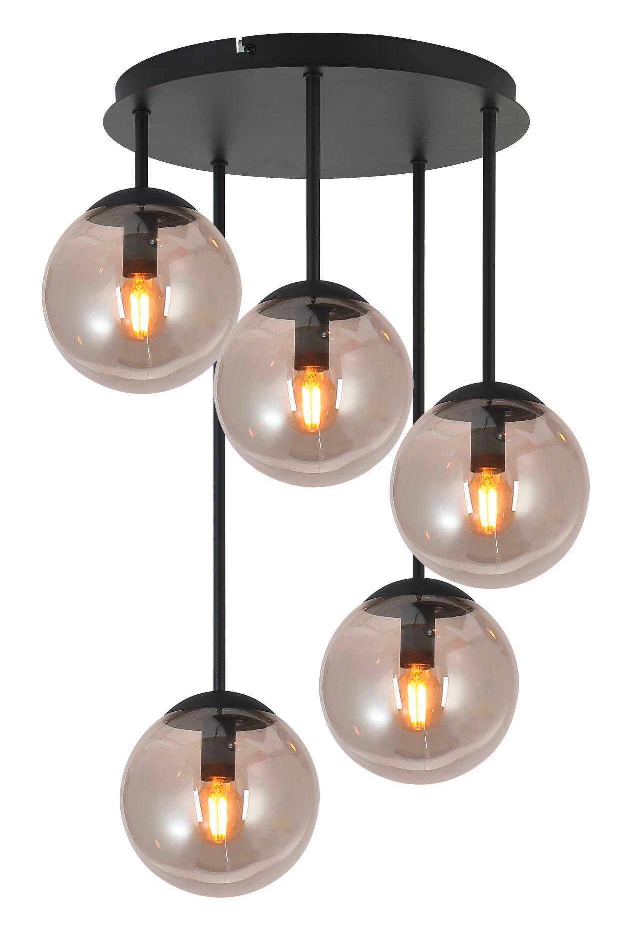 HÄNGELEUCHTE 42/59,5 cm    - Schwarz, Trend, Glas/Metall (42/59,5cm) - Novel