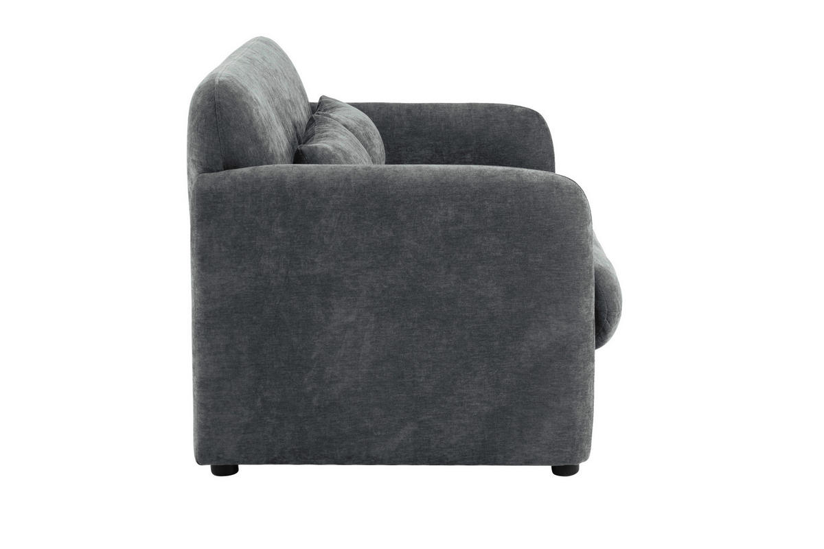 2-SITZER-SOFA MILA Samt Grau  - Schwarz/Grau, Design, Kunststoff/Textil (148/83/76cm) - MID.YOU