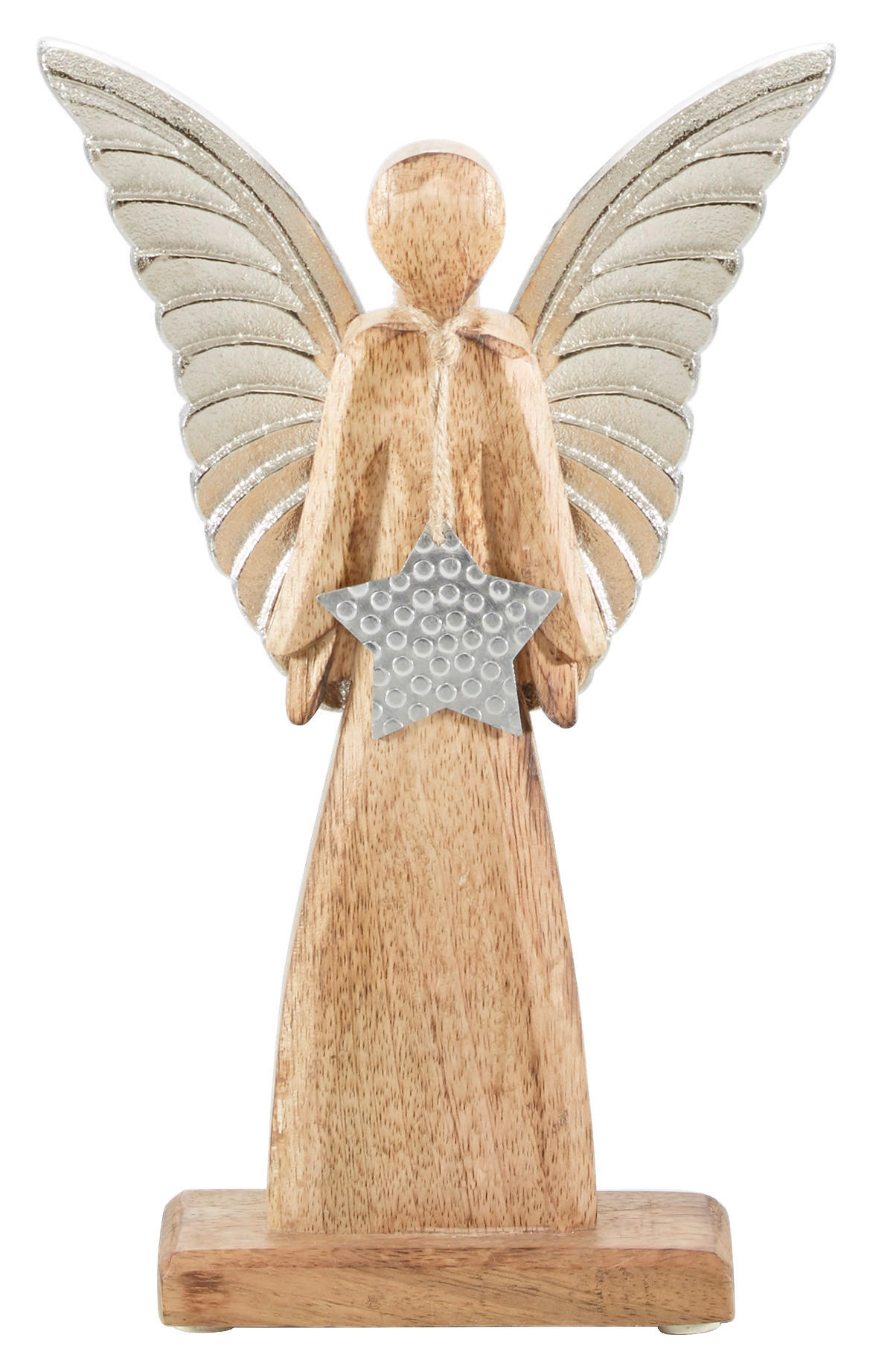 DEKOENGEL  - Silberfarben/Braun, LIFESTYLE, Holz/Metall (15,5/27/6,5cm) - X-Mas
