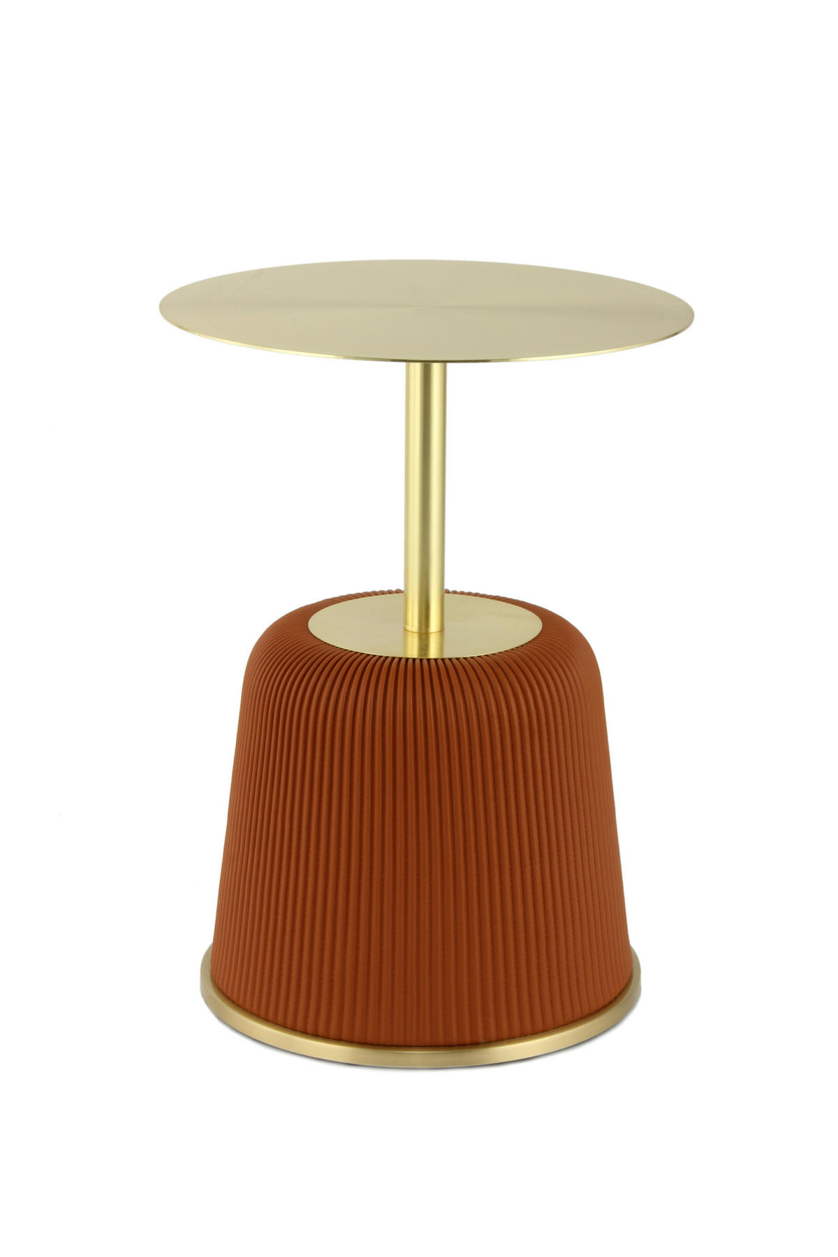 BEISTELLTISCH Cognac, Goldfarben rund  - Cognac/Goldfarben, Design, Holzwerkstoff/Textil (40/55cm) - Kayoom