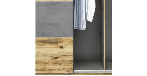 Schiebetürenschrank 270cm Alicante, Alpinlook/Betonoxid - Fichtefarben/Grau, MODERN, Holzwerkstoff (270/210/60cm) - Luca Bessoni