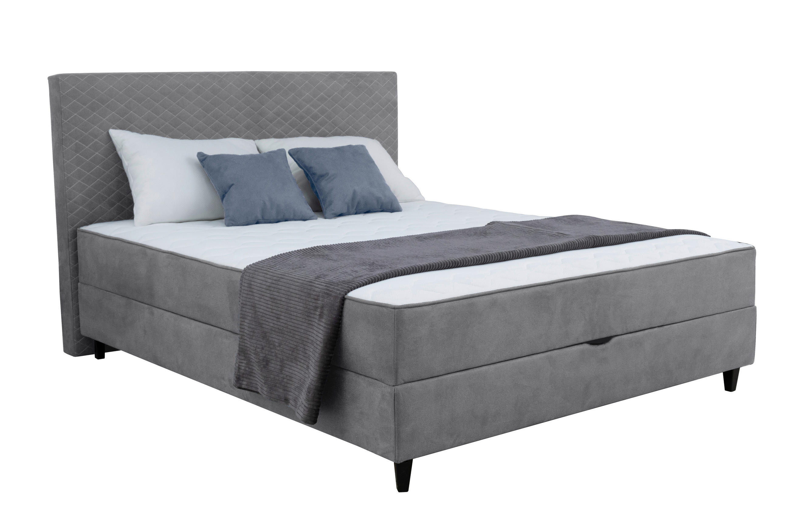 BOXBETT 120/200 cm  Graublau  - Graublau/Schwarz, Konventionell, Kunststoff/Textil (120/200cm) - Carryhome