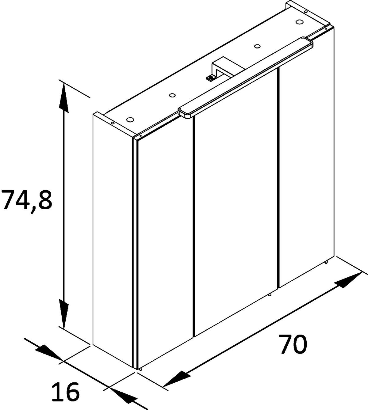 SPIEGELSCHRANK 70/74,8/16 cm  - Dunkelblau/Nickelfarben, MODERN, Glas/Holzwerkstoff (70/74,8/16cm) - Stylife