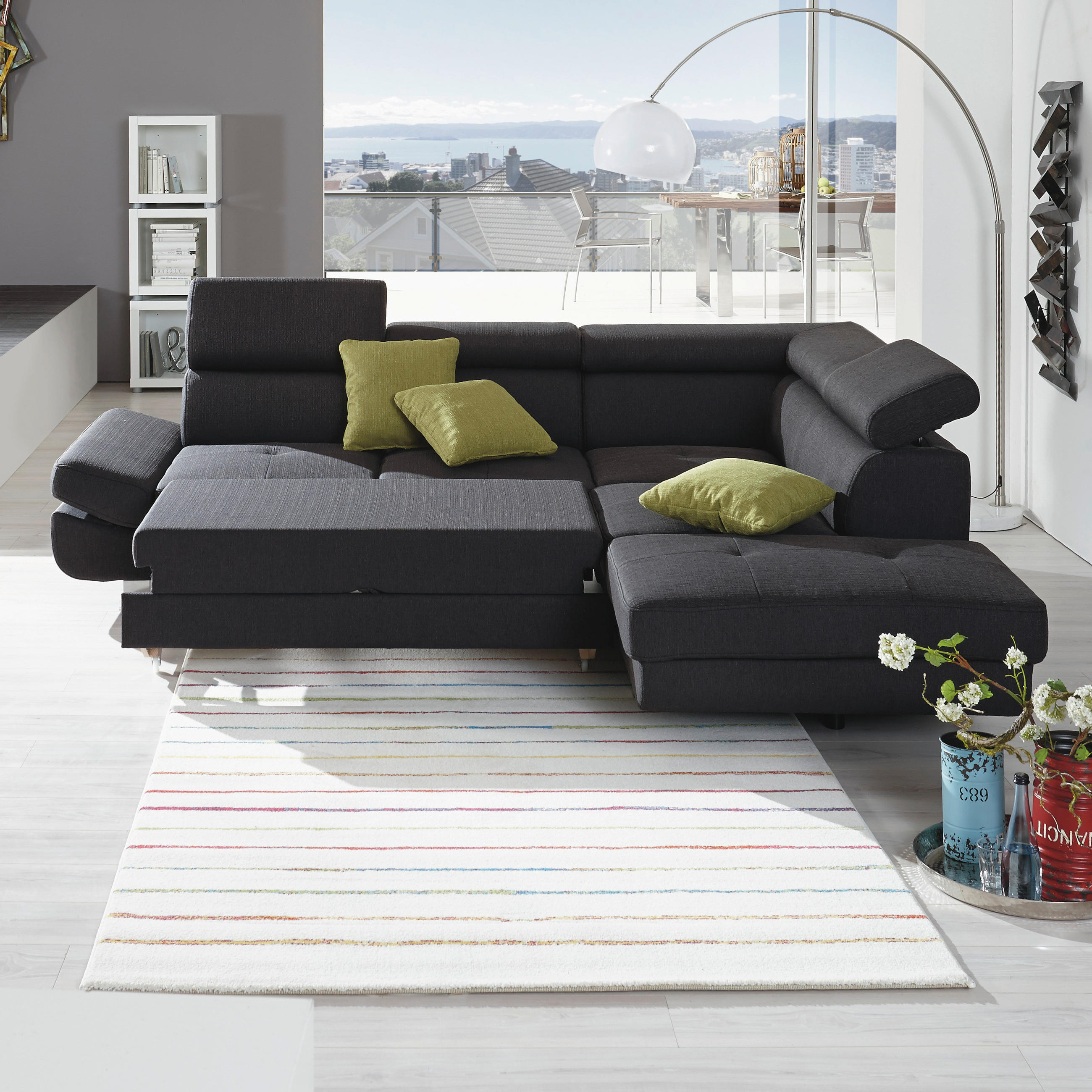 SEDEŽNA GARNITURA, tkanina antracit  - barve kroma/zelena, Moderno, kovina/tekstil (270/229cm) - Xora