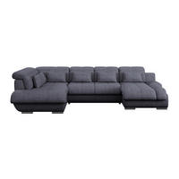 WOHNLANDSCHAFT Dunkelblau Mikrofaser  - Chromfarben/Dunkelblau, MODERN, Textil/Metall (228/345/184cm) - MID.YOU