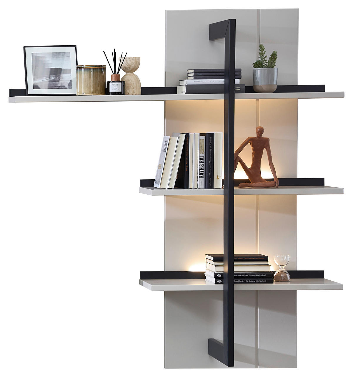 DNEVNI REGAL,  antracit, svetlo siva, sahara  - sahara/črna, Design, kamen/kovina (285/204/45cm) - Novel