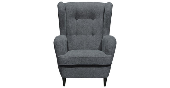 OHRENSESSEL in Webstoff Anthrazit, Schwarz - Anthrazit/Schwarz, Basics, Holz/Textil (78/102/98cm) - Carryhome