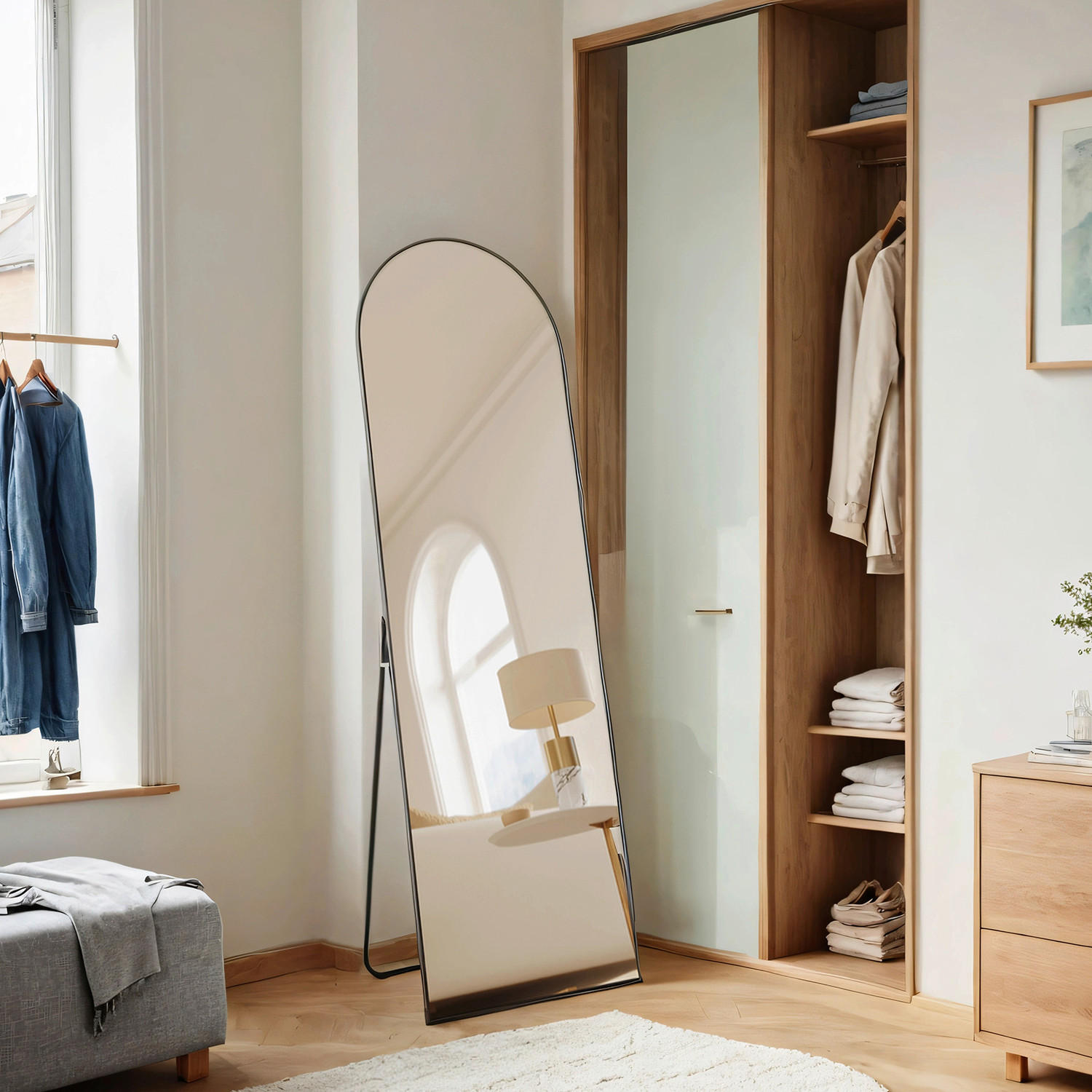 STANDSPIEGEL 50/160/33 cm  - Schwarz, Trend, Glas/Metall (50/160/33cm) - Boxxx