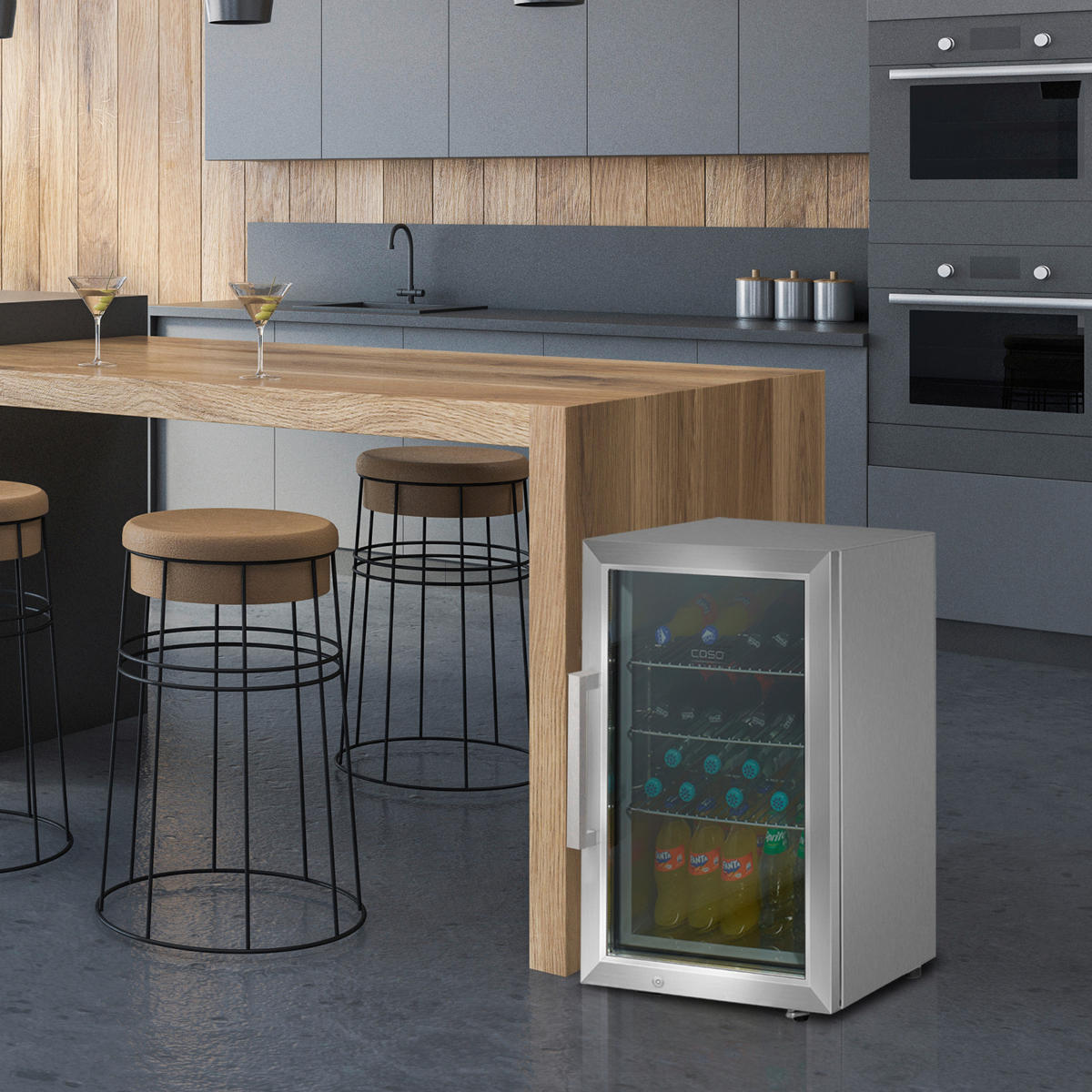 GETRÄNKEKÜHLSCHRANK 43/67,5/55,5 cm  - Edelstahlfarben, Basics, Glas/Metall (43/67,5/55,5cm) - CASO Design