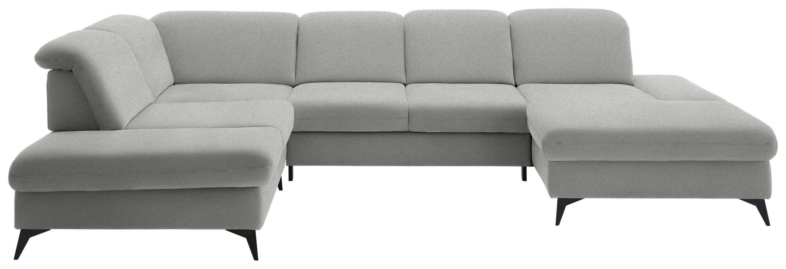 WOHNLANDSCHAFT Chenille Greige  - Greige/Schwarz, Design, Textil/Metall (255/364/198cm) - Beldomo Style