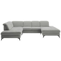 WOHNLANDSCHAFT Chenille Greige  - Greige/Schwarz, Design, Textil/Metall (255/364/198cm) - Beldomo Style