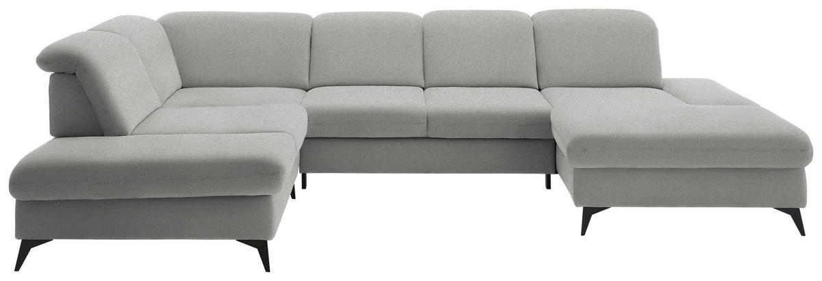 WOHNLANDSCHAFT Chenille Greige  - Greige/Schwarz, Design, Textil/Metall (255/364/198cm) - Beldomo Style