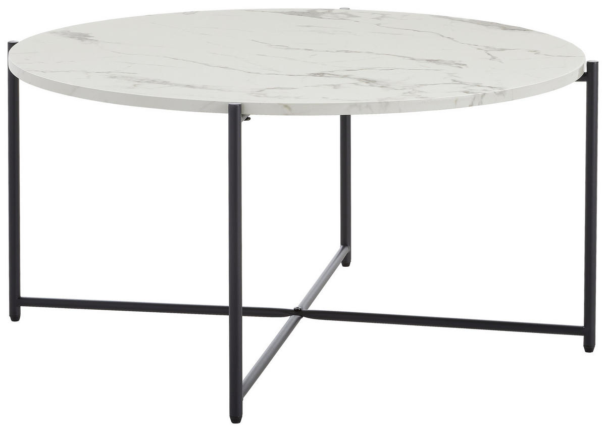 COUCHTISCH rund Schwarz, Weiß  - Schwarz/Weiß, KONVENTIONELL, Holzwerkstoff/Metall (83/40cm) - MID.YOU