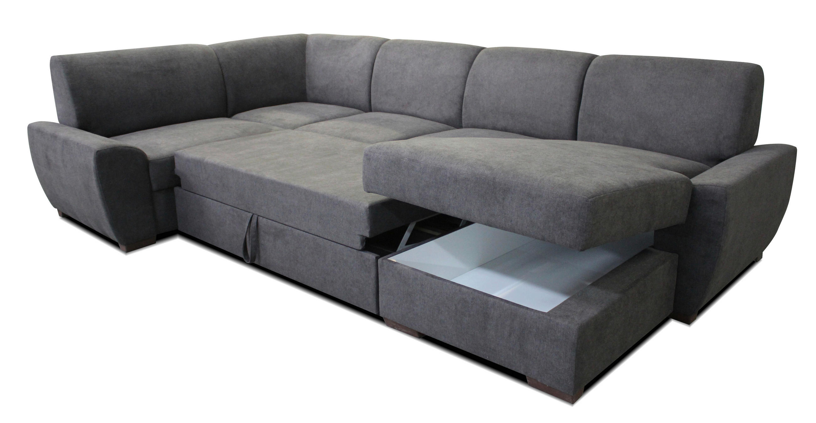 WOHNLANDSCHAFT Dunkelgrau Struktur  - Dunkelgrau/Dunkelbraun, Design, Kunststoff/Textil (190/310/160cm) - Livetastic