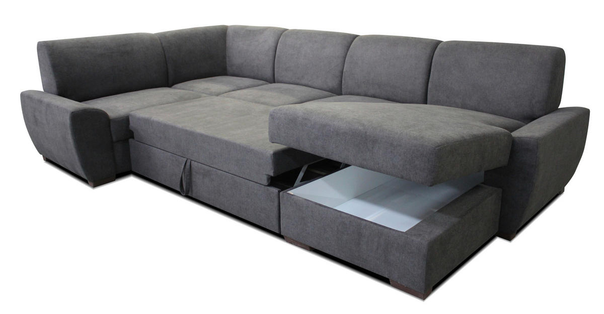 WOHNLANDSCHAFT Dunkelgrau Struktur  - Dunkelgrau/Dunkelbraun, Design, Kunststoff/Textil (190/310/160cm) - Livetastic