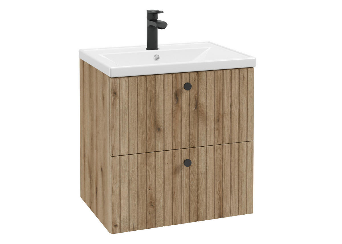 WASCHTISCHKOMBI  - Eichefarben/Schwarz, MODERN, Keramik/Holzwerkstoff (60/60/45cm) - MID.YOU