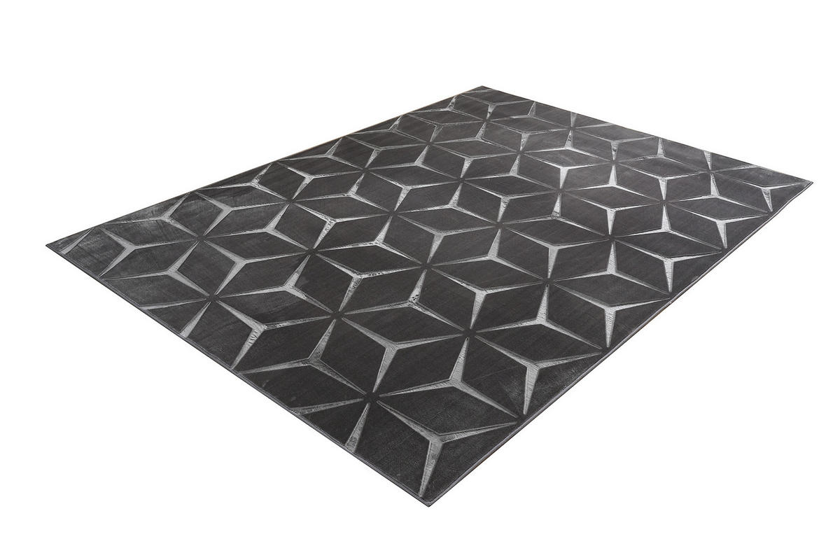 FLACHWEBETEPPICH  Wohnzimmer 160/220 cm Calma Anthrazit rechteckig  - Anthrazit, Basics, Textil (160/220cm) - Kayoom