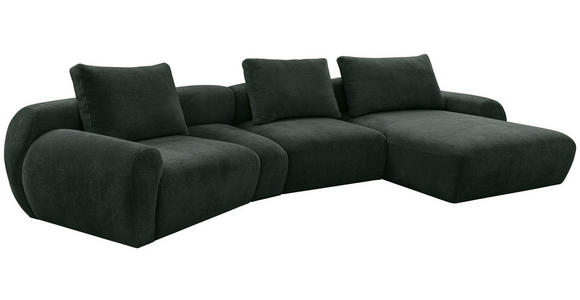 ECKSOFA  in Chenille Dunkelgrün  362/176 cm  - Dunkelgrün/Schwarz, KONVENTIONELL, Kunststoff/Textil (362/176cm) - Carryhome