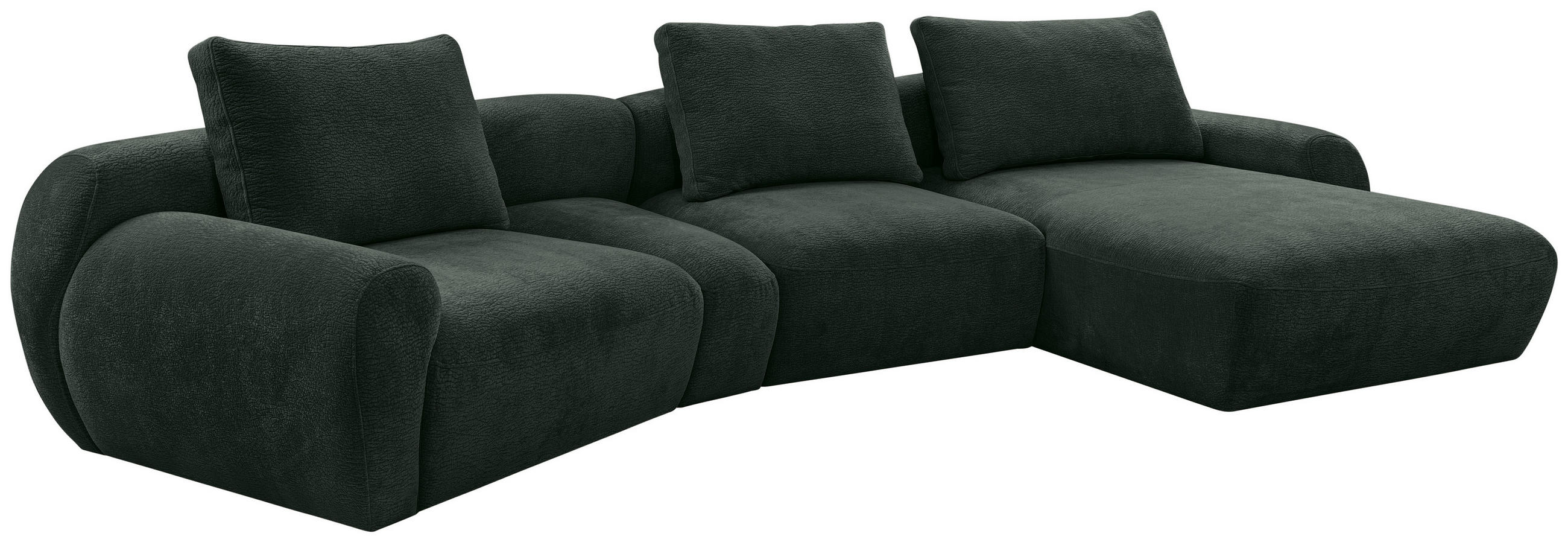 ECKSOFA Dunkelgrün Chenille  - Dunkelgrün/Schwarz, KONVENTIONELL, Kunststoff/Textil (362/176cm) - Carryhome