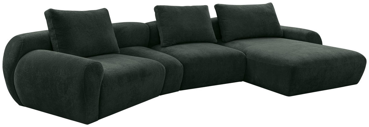 ECKSOFA Dunkelgrün Chenille  - Dunkelgrün/Schwarz, KONVENTIONELL, Kunststoff/Textil (362/176cm) - Carryhome