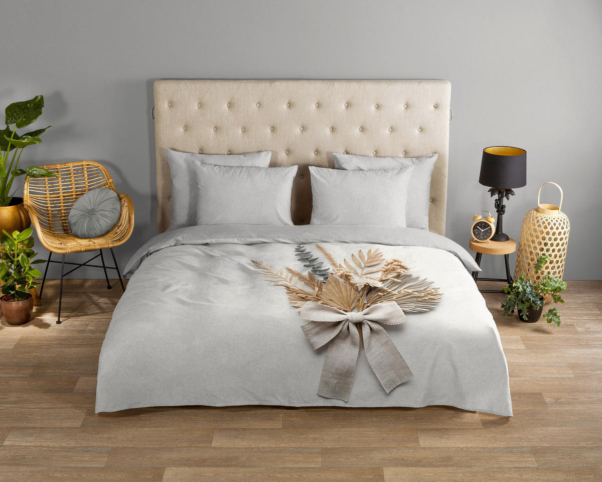 WENDEBETTWÄSCHE Good Morning Renforcé 140/200 cm  - Greige/Hellgrau, Basics, Textil (140/200cm)