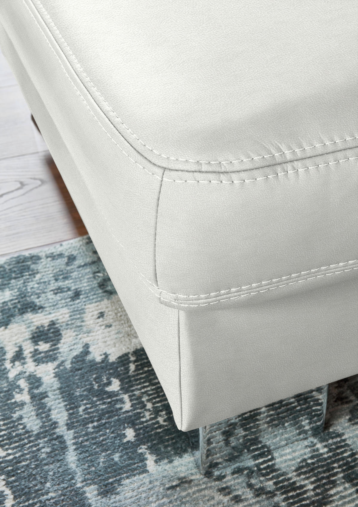 ECKSOFA  in Echtleder Weiß  235/248 cm  - Alufarben/Weiß, Design, Leder/Metall (235/248cm) - Beldomo Premium