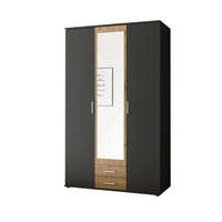 OMARA S KLASIČNIMI VRATI, barve grafita, hrast artisan  - barve aluminija/barve grafita, Moderno, umetna masa/leseni material (120/196/52,5cm) - Carryhome