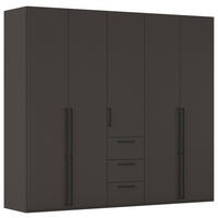 DREHTÜRENSCHRANK 251/235/61 cm,  in Graphitfarben, 5-türig  - Schwarz/Graphitfarben, Basics, Holzwerkstoff/Metall (251/235/61cm) - Novel
