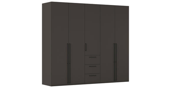 DREHTÜRENSCHRANK 251/235/61 cm,  in Graphitfarben, 5-türig  - Schwarz/Graphitfarben, Basics, Holzwerkstoff/Metall (251/235/61cm) - Novel