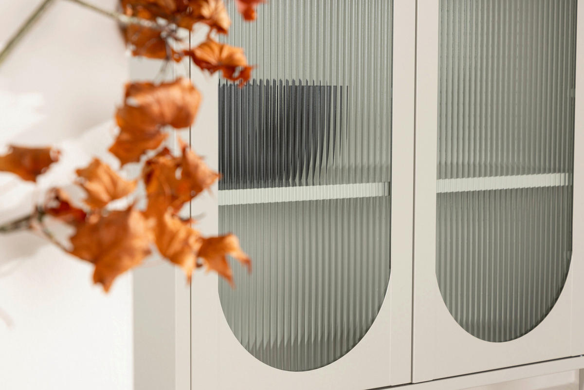 VITRINE  in Beige  - Beige, MODERN, Glas/Metall (80/180/35cm) - Livetastic