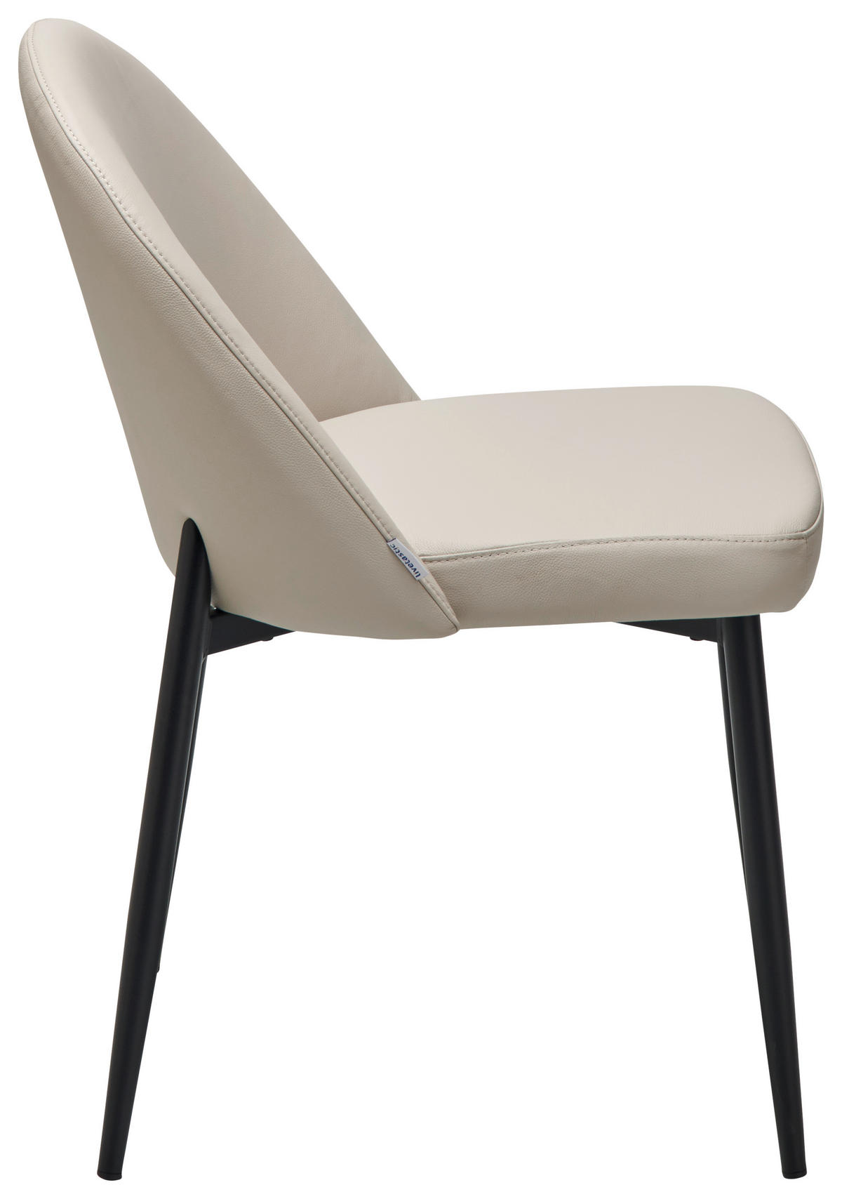 STUHL  in Stahl Echtleder pigmentiert  - Beige/Schwarz, Design, Leder/Metall (51.5/81.5/61cm) - Livetastic