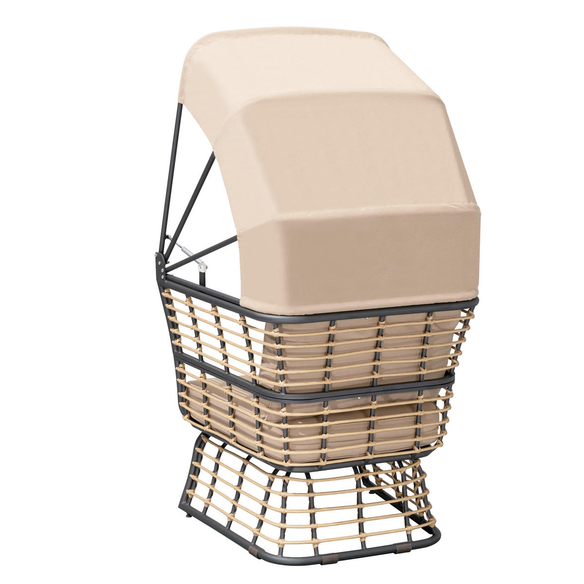 LOUNGESESSEL in Metall, Kunststoff, Textil Anthrazit, Braun, Beige  - Anthrazit/Beige, Basics, Kunststoff/Textil (72/154/83cm) - Gardenson