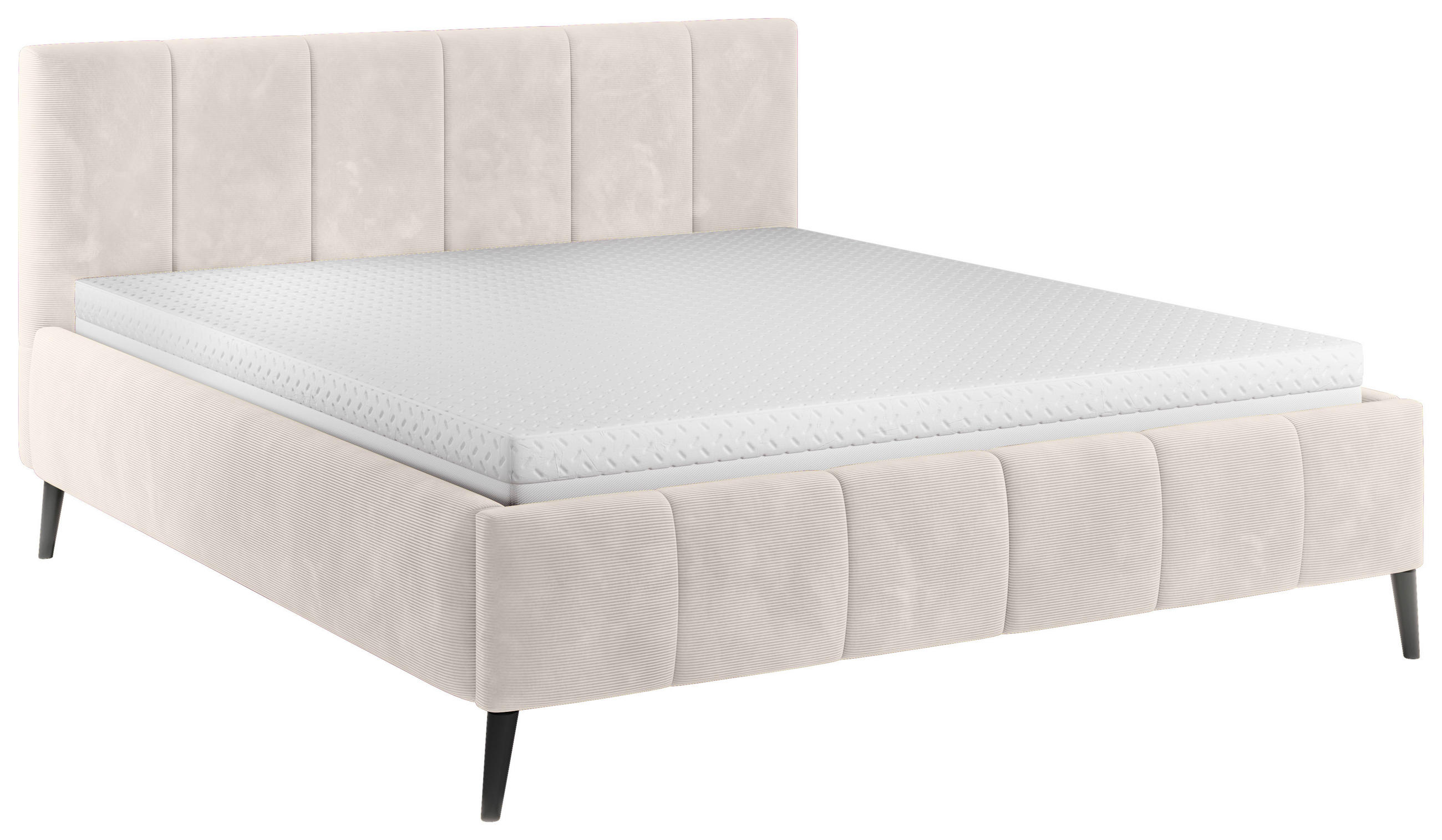 POLSTERBETT gepolstertes Kopfteil, Lattenrost 180/200 cm in Beige - Beige/Schwarz, Trend, Holz/Textil (180/200cm) - home24