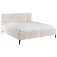 POLSTERBETT gepolstertes Kopfteil, Lattenrost 180/200 cm  in Beige  - Beige/Schwarz, Trend, Holz/Textil (180/200cm) - home24