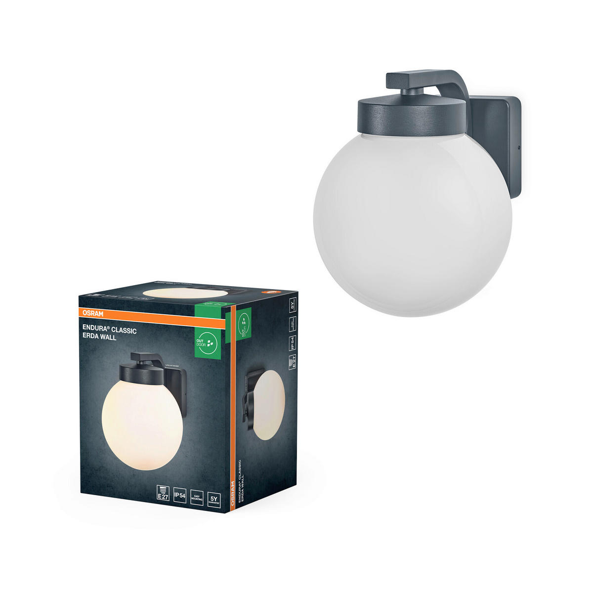 AUßENLEUCHTE 20/27/25 cm   - Dunkelgrau, Basics, Kunststoff/Metall (20/27/25cm) - Osram